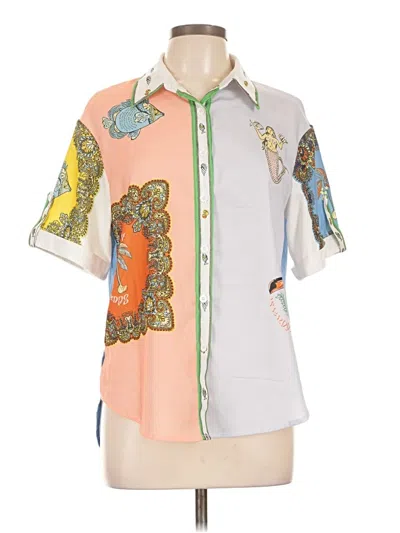 Pre-owned Unbranded Short Sleeve Blouse In Orange