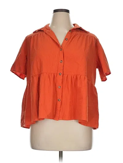 Pre-owned Unbranded Short Sleeve Blouse In Orange
