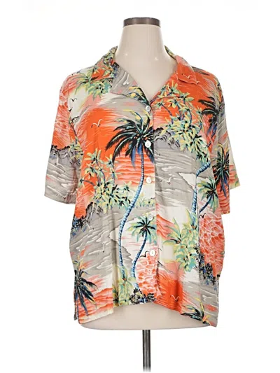 Pre-owned Unbranded Short Sleeve Blouse In Orange