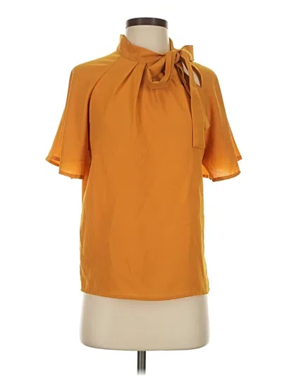 Pre-owned Unbranded Short Sleeve Blouse In Orange