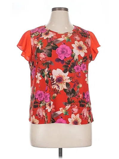 Pre-owned Unbranded Short Sleeve Blouse In Orange