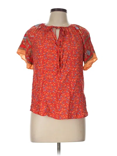 Pre-owned Unbranded Short Sleeve Blouse In Orange