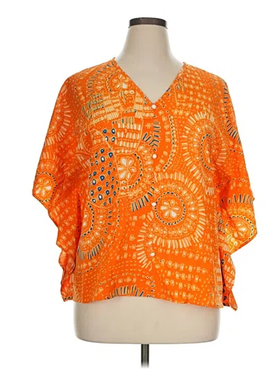 Pre-owned Unbranded Short Sleeve Blouse In Orange