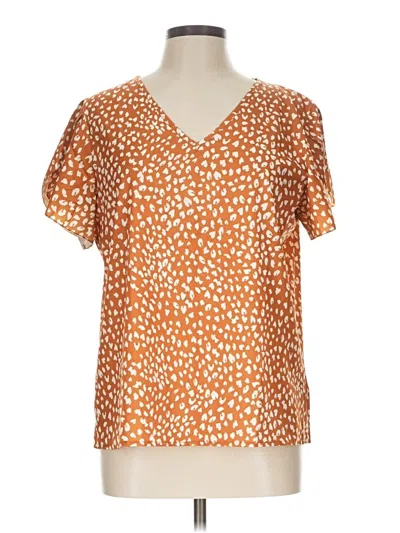 Pre-owned Unbranded Short Sleeve Blouse In Orange