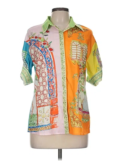 Pre-owned Unbranded Short Sleeve Blouse In Orange