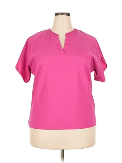 Pre-owned Unbranded Short Sleeve Blouse In Pink