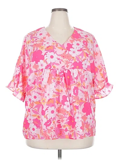 Pre-owned Unbranded Short Sleeve Blouse In Pink