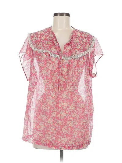Pre-owned Unbranded Short Sleeve Blouse In Pink