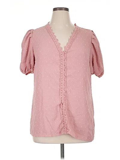 Pre-owned Unbranded Short Sleeve Blouse In Pink