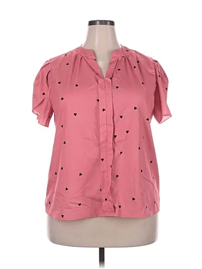 Pre-owned Unbranded Short Sleeve Blouse In Pink