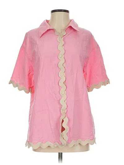 Pre-owned Unbranded Short Sleeve Blouse In Pink