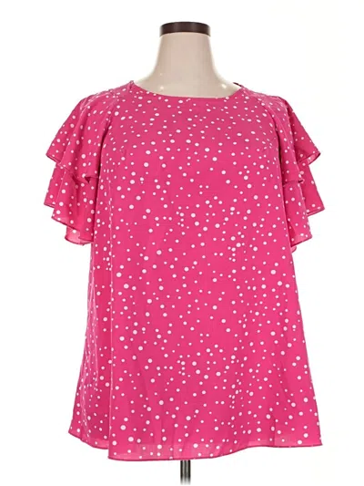 Pre-owned Unbranded Short Sleeve Blouse In Pink