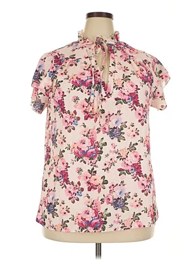 Pre-owned Unbranded Short Sleeve Blouse In Pink