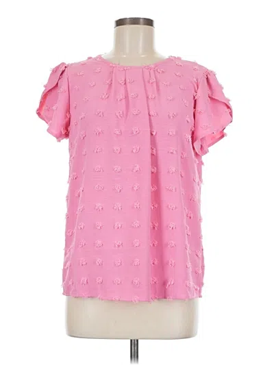 Pre-owned Unbranded Short Sleeve Blouse In Pink