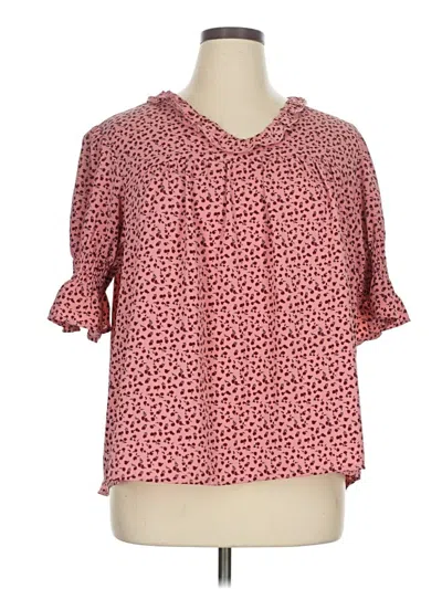 Pre-owned Unbranded Short Sleeve Blouse In Pink
