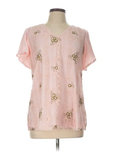 Pre-owned Unbranded Short Sleeve Blouse In Pink