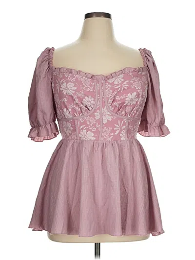 Pre-owned Unbranded Short Sleeve Blouse In Pink