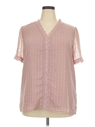 Pre-owned Unbranded Short Sleeve Blouse In Pink