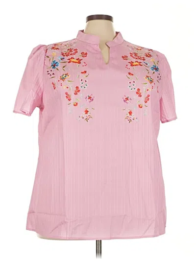 Pre-owned Unbranded Short Sleeve Blouse In Pink