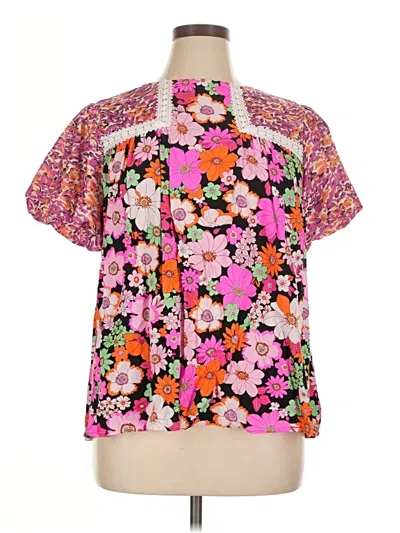 Pre-owned Unbranded Short Sleeve Blouse In Pink