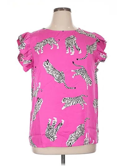 Pre-owned Unbranded Short Sleeve Blouse In Pink