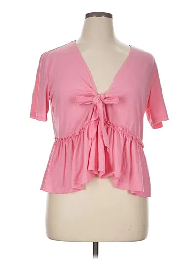Pre-owned Unbranded Short Sleeve Blouse In Pink
