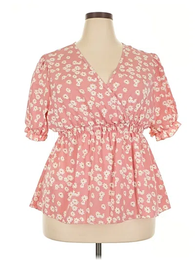 Pre-owned Unbranded Short Sleeve Blouse In Pink