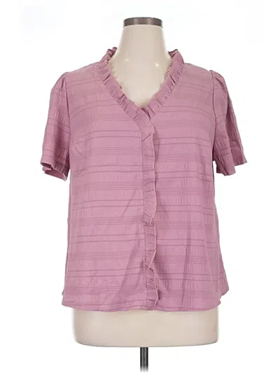Pre-owned Unbranded Short Sleeve Blouse In Pink