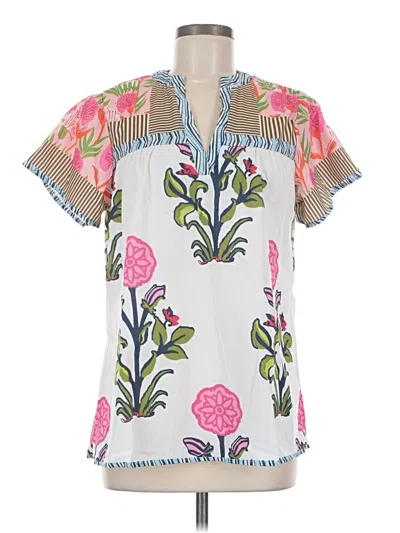 Pre-owned Unbranded Short Sleeve Blouse In Pink