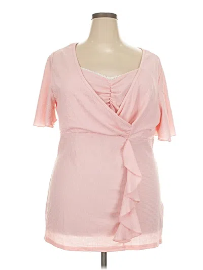 Pre-owned Unbranded Short Sleeve Blouse In Pink