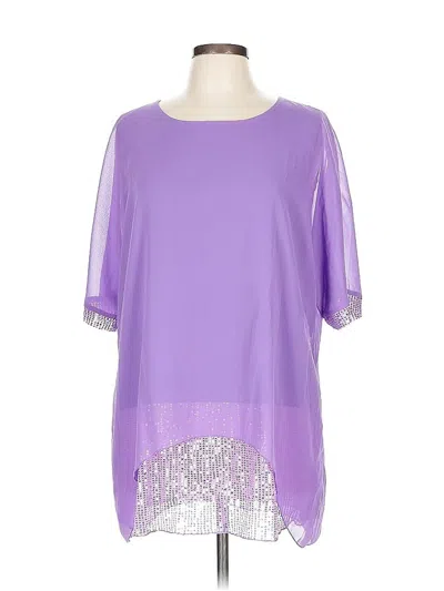 Pre-owned Unbranded Short Sleeve Blouse In Purple