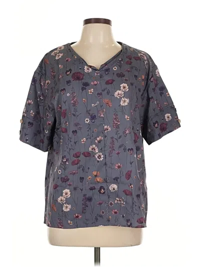 Pre-owned Unbranded Short Sleeve Blouse In Purple