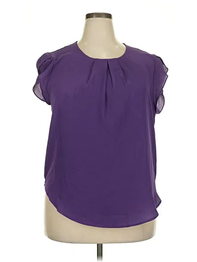 Pre-owned Unbranded Short Sleeve Blouse In Purple