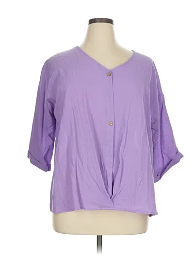 Pre-owned Unbranded Short Sleeve Blouse In Purple