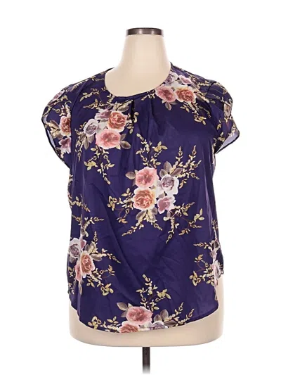 Pre-owned Unbranded Short Sleeve Blouse In Purple