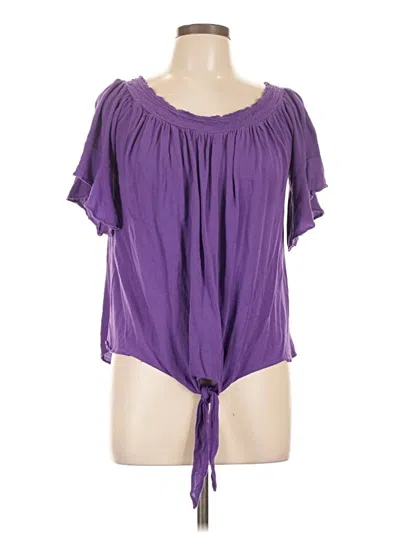 Pre-owned Unbranded Short Sleeve Blouse In Purple