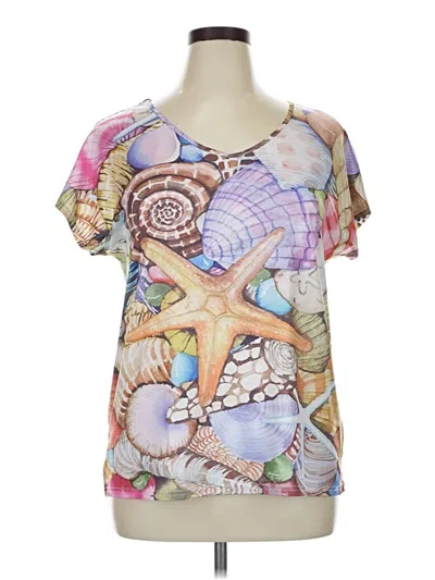 Pre-owned Unbranded Short Sleeve Blouse In Purple