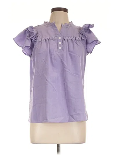 Pre-owned Unbranded Short Sleeve Blouse In Purple