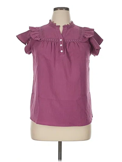Pre-owned Unbranded Short Sleeve Blouse In Purple