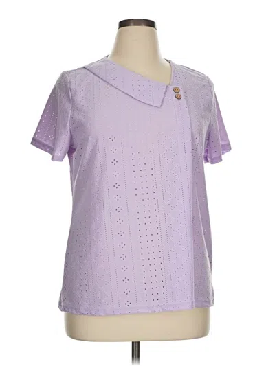 Pre-owned Unbranded Short Sleeve Blouse In Purple