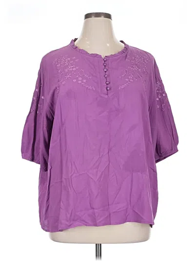 Pre-owned Unbranded Short Sleeve Blouse In Purple