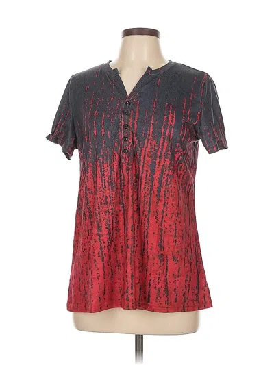 Pre-owned Unbranded Short Sleeve Blouse In Red