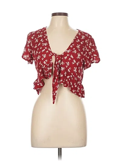Pre-owned Unbranded Short Sleeve Blouse In Red