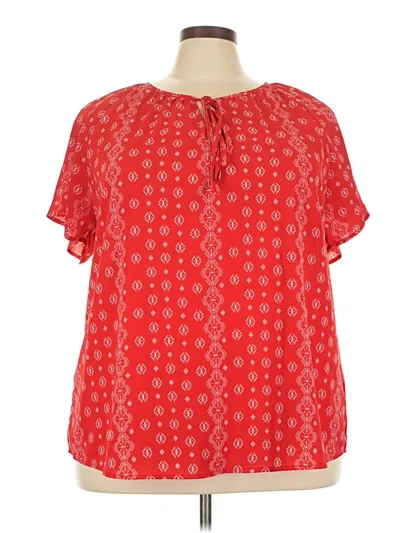 Pre-owned Unbranded Short Sleeve Blouse In Red