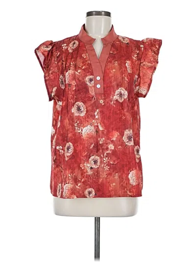 Pre-owned Unbranded Short Sleeve Blouse In Red