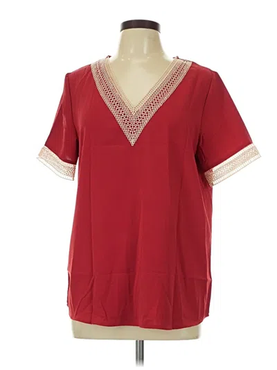 Pre-owned Unbranded Short Sleeve Blouse In Red