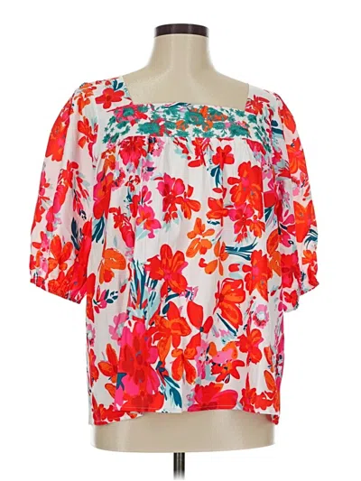 Pre-owned Unbranded Short Sleeve Blouse In Red