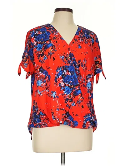 Pre-owned Unbranded Short Sleeve Blouse In Red