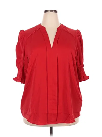 Pre-owned Unbranded Short Sleeve Blouse In Red