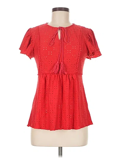 Pre-owned Unbranded Short Sleeve Blouse In Red